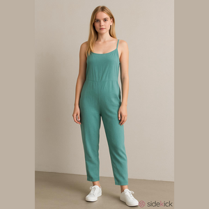 Linen Fairytales 100% Linen Bibbed Overalls Jumper Jumpsuit Teal Medium
